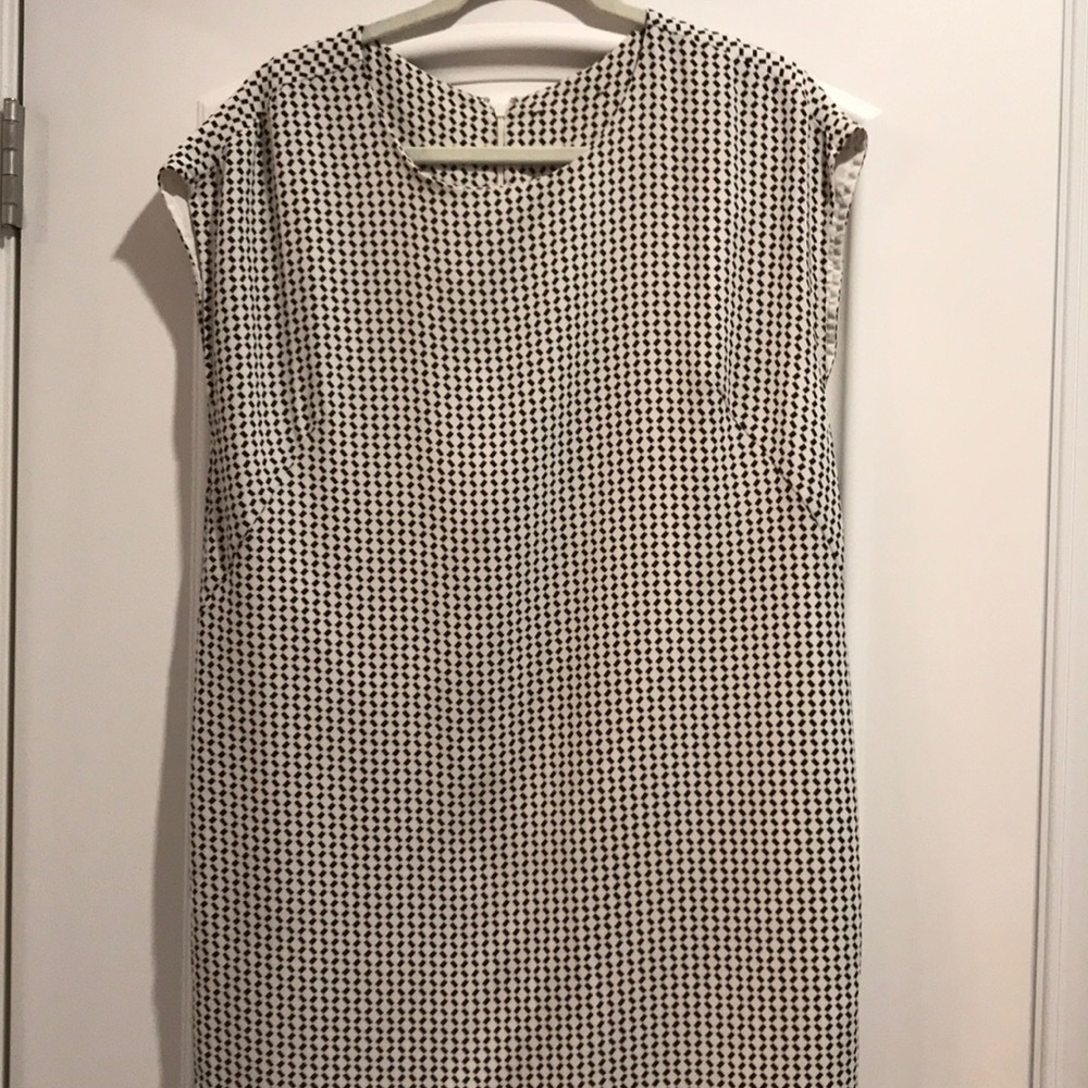 Black and White Silk Style Shift Dress